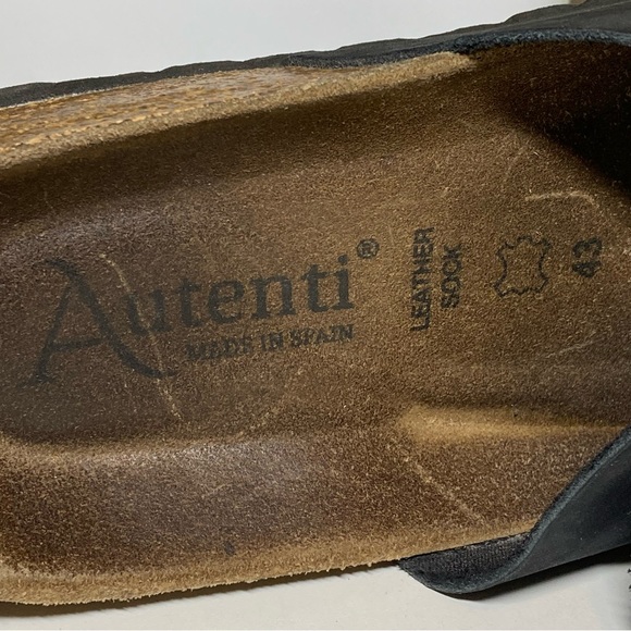 Autenti Made in Spain Men's 43 US 10 Leather Double Band Buckle Black Sandal - Picture 10 of 15